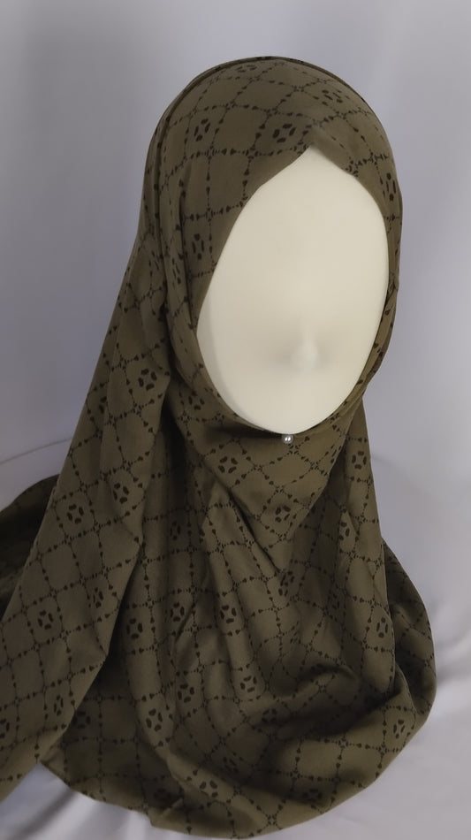 Hijab verde militare xon quadrate nere