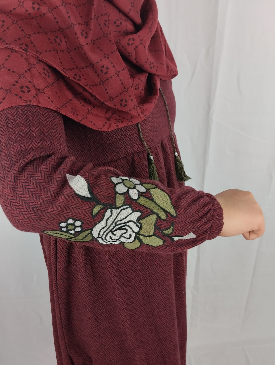 Vestito lungo bordeaux floreale