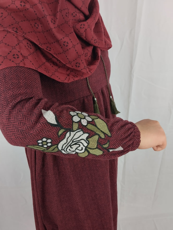 Vestito lungo bordeaux floreale